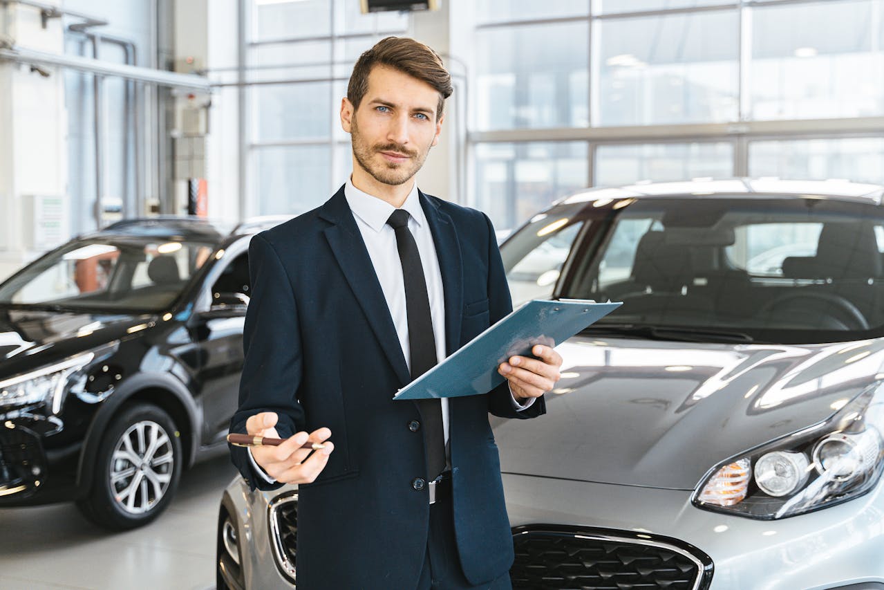 Customer visiting a car dealer